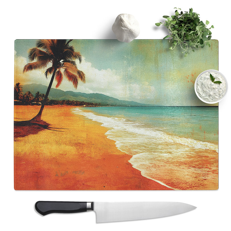 Beach Scene Vol.2  Glass Chopping Board