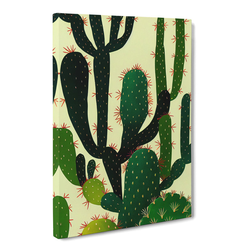 Cactus Cacti Boho - Wrapped Canvas, 76cm H x 50cm W x 3cm D