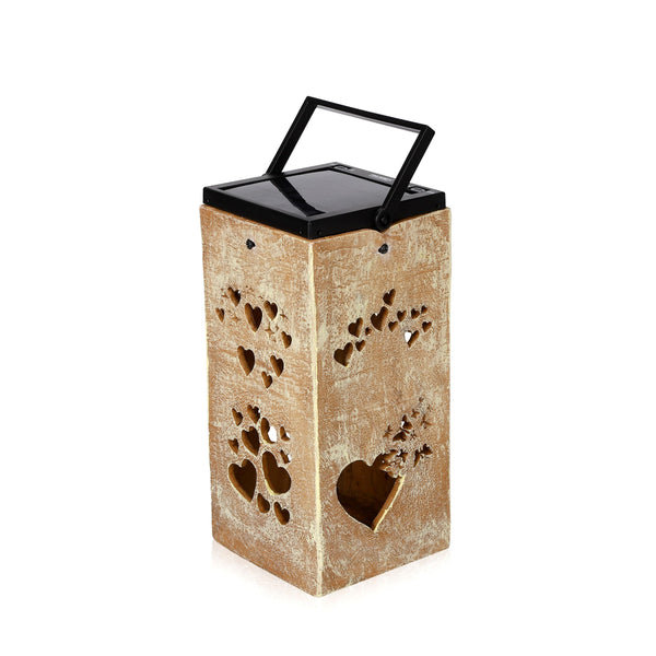 Solar Holiday Silhouette Indoor/Outdoor Garden Décor Lantern, Tan, Valentine's Day