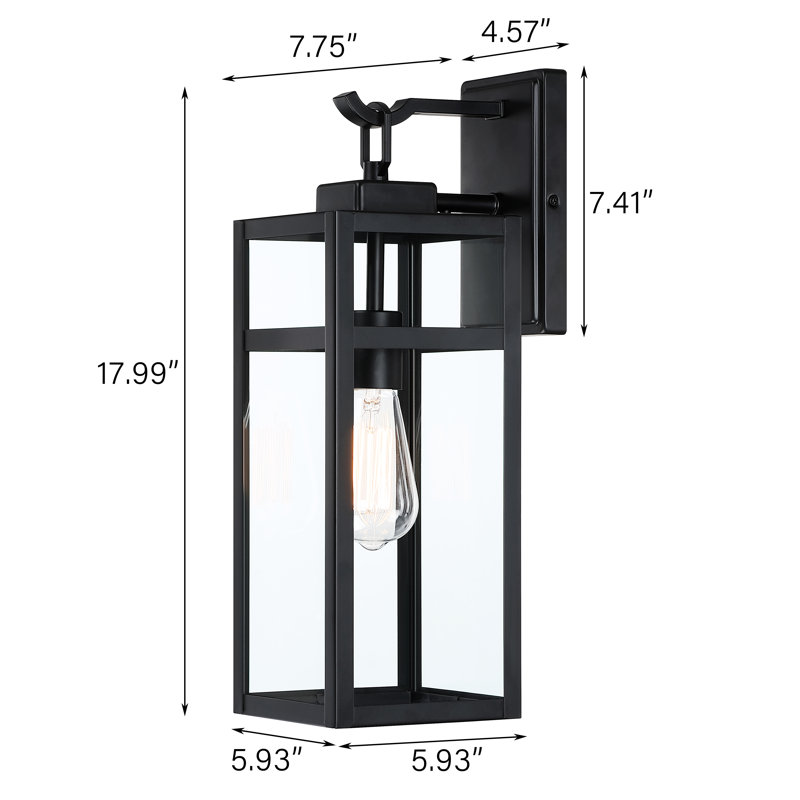 Lanterne murale d'extérieur noir mat Schock, H 17,99 po x l 5,93 po x P 5,93 po
