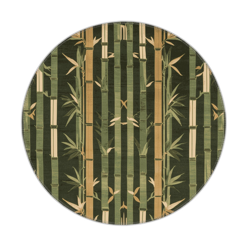 ArtDeco Brown Indoor and Outdoor Area Rug, Round 5'