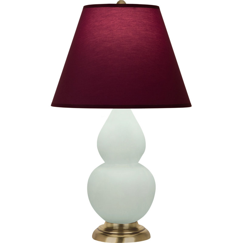 Petite lampe d'appoint à double gourde, Vert clair / laiton, Prune / lavande, H 22,75 po x l 6 po x P 15 po