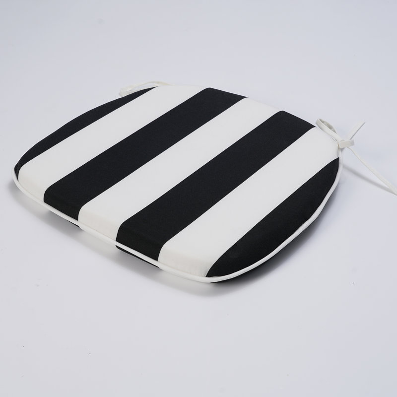 Outdoor Seat Cushion, Black/White Striped