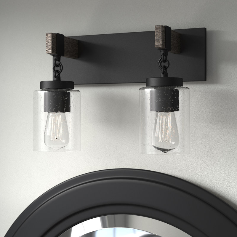 Éclairage pour meuble-lavabo à 2 lumières à intensité variable noir mat Adreanna