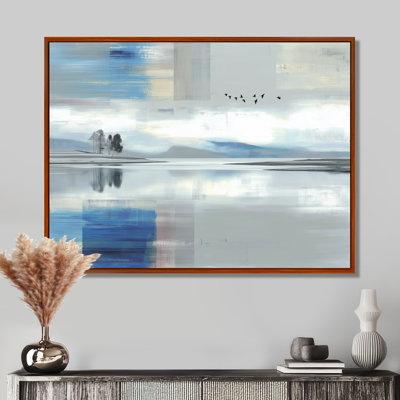 «Blue Oceans Edge of Wonder Accents With White», art mural sur toile, abstrait bleu