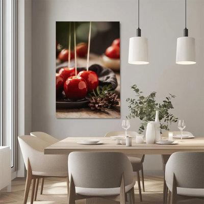 1Pc Framed Canvas Poster Print Candy Apple, Pine Cone Decor, Festive Still Life Photography Style Wall Art Decor, Perfect for Room Decor Living Room B