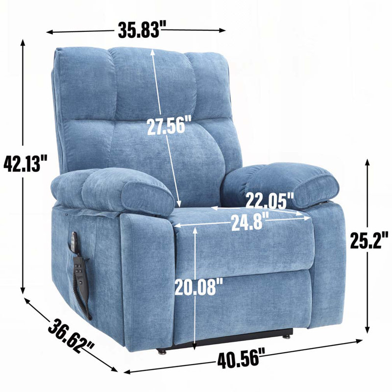 Deux fauteuils inclinables électriques et massifs chauffants à deux positions avec massage à chaleur, Bleu