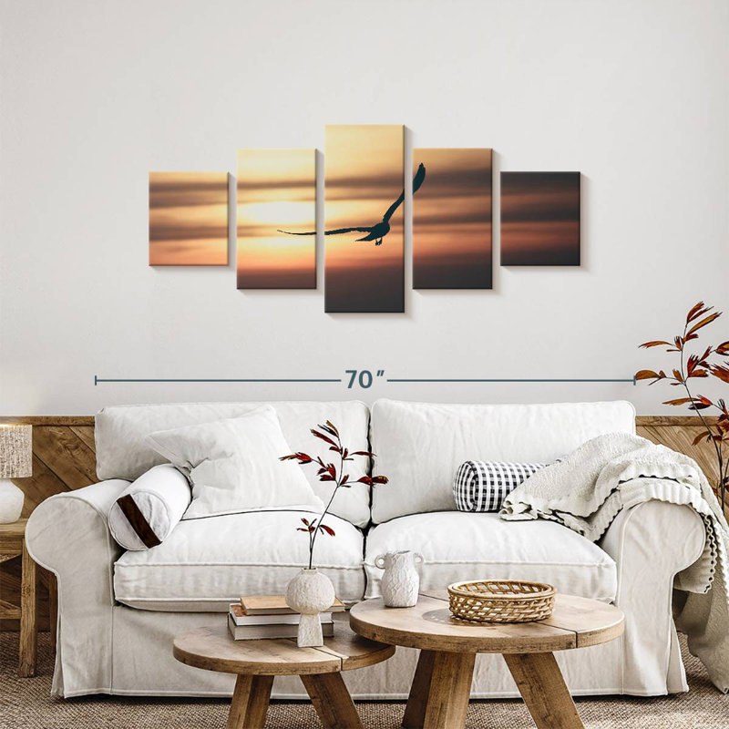 Seagull And Sunset, 24" H x 55" W