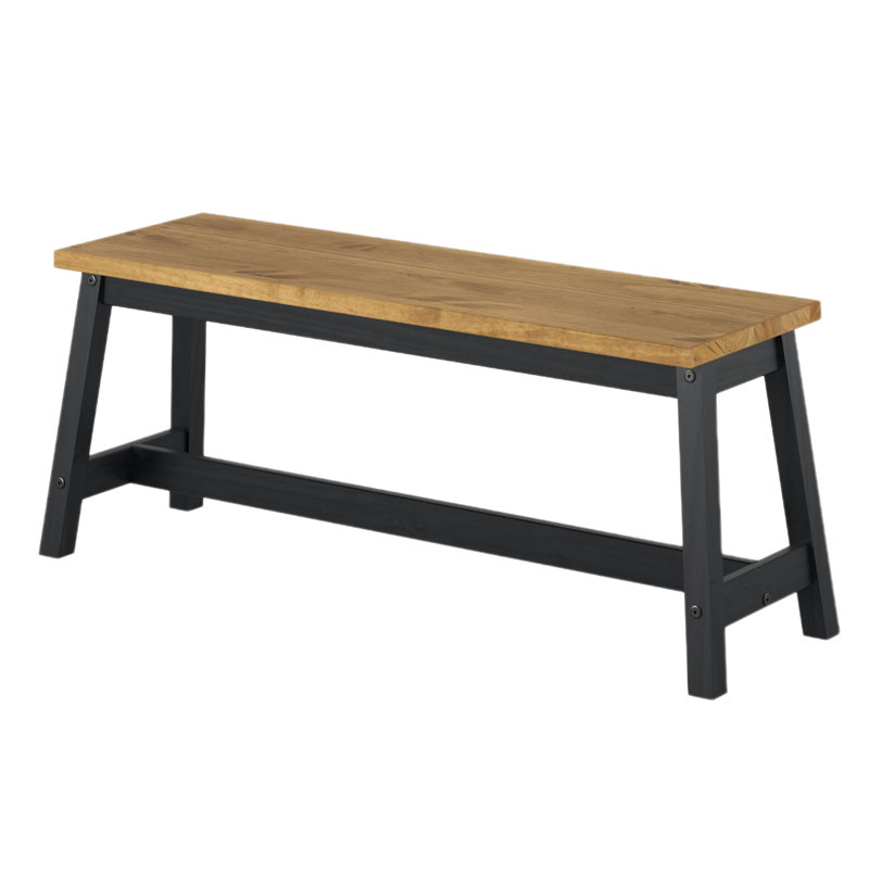 Staton Solid Wood Bench, 45.50 x 122.50 x 31.50cm, Black