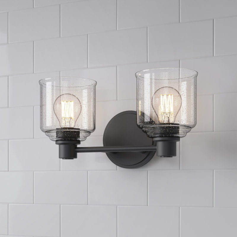 Meuble-lavabo 2 lumières Vessair, Noir, Deux lumières, H 7,5 po x l 14 po x P 6 po