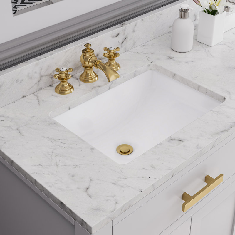 Modern Classic Widespread Bathroom Faucet with Drain Assembly, Ball Cross, Brushed Gold