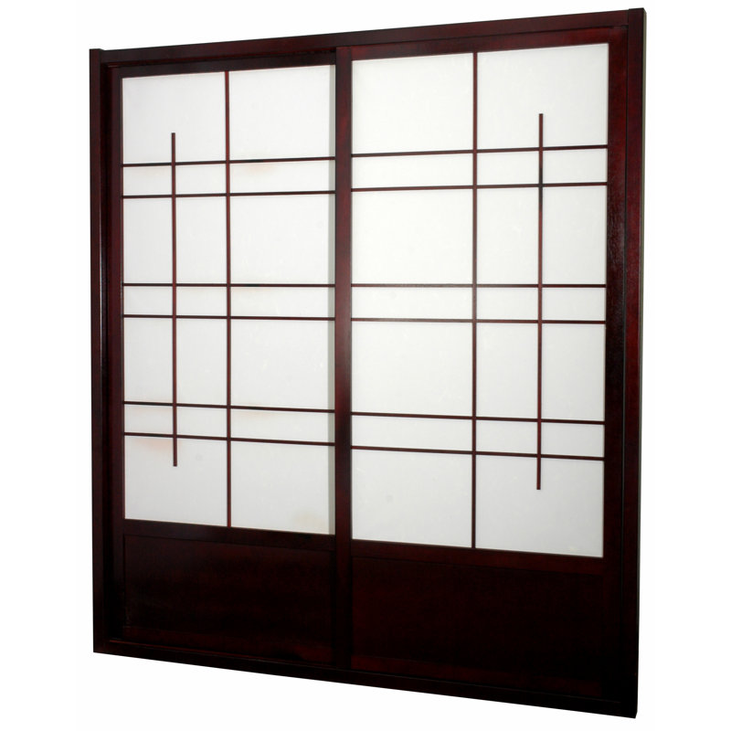 83" x 73.5" Rosewood and Rice Paper Shoji Sliding Doors