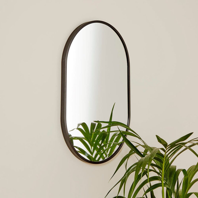 Nickalls Capsule Metal Wall Mirror, Black