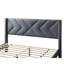 Lit double avec revêtement en velours gris élégant, tête de lit de style moderne, pas de sommier tapissier contemporain avec motif géométrique idéal pour la détente dans la chambre à coucher