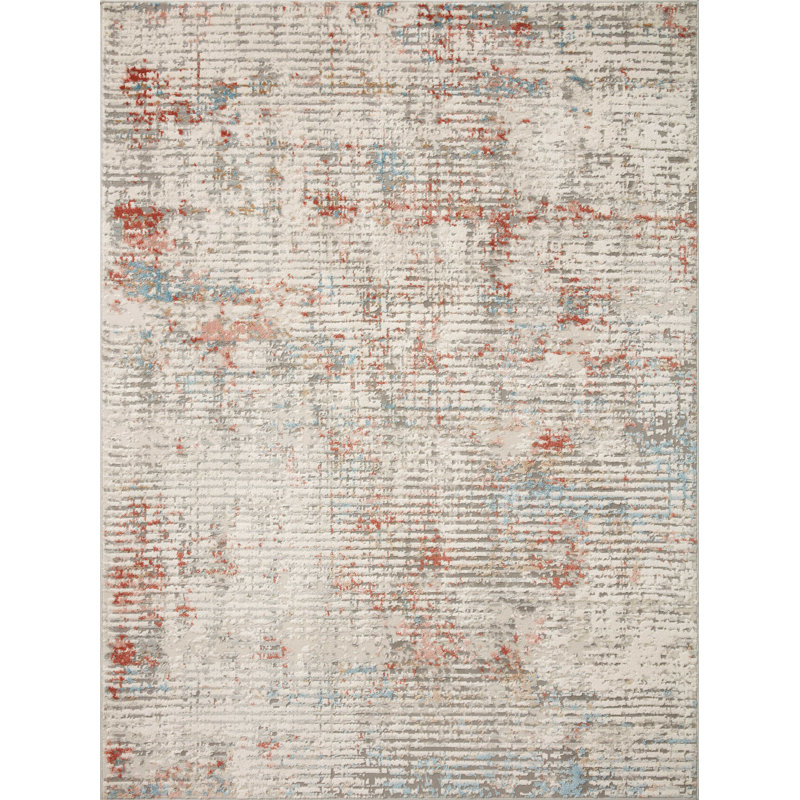 Tapis d'intérieur / multicolore en polypropylène tissé à la machine Abstract, Rectangle 3 pi 11 po x 5 pi 7 po