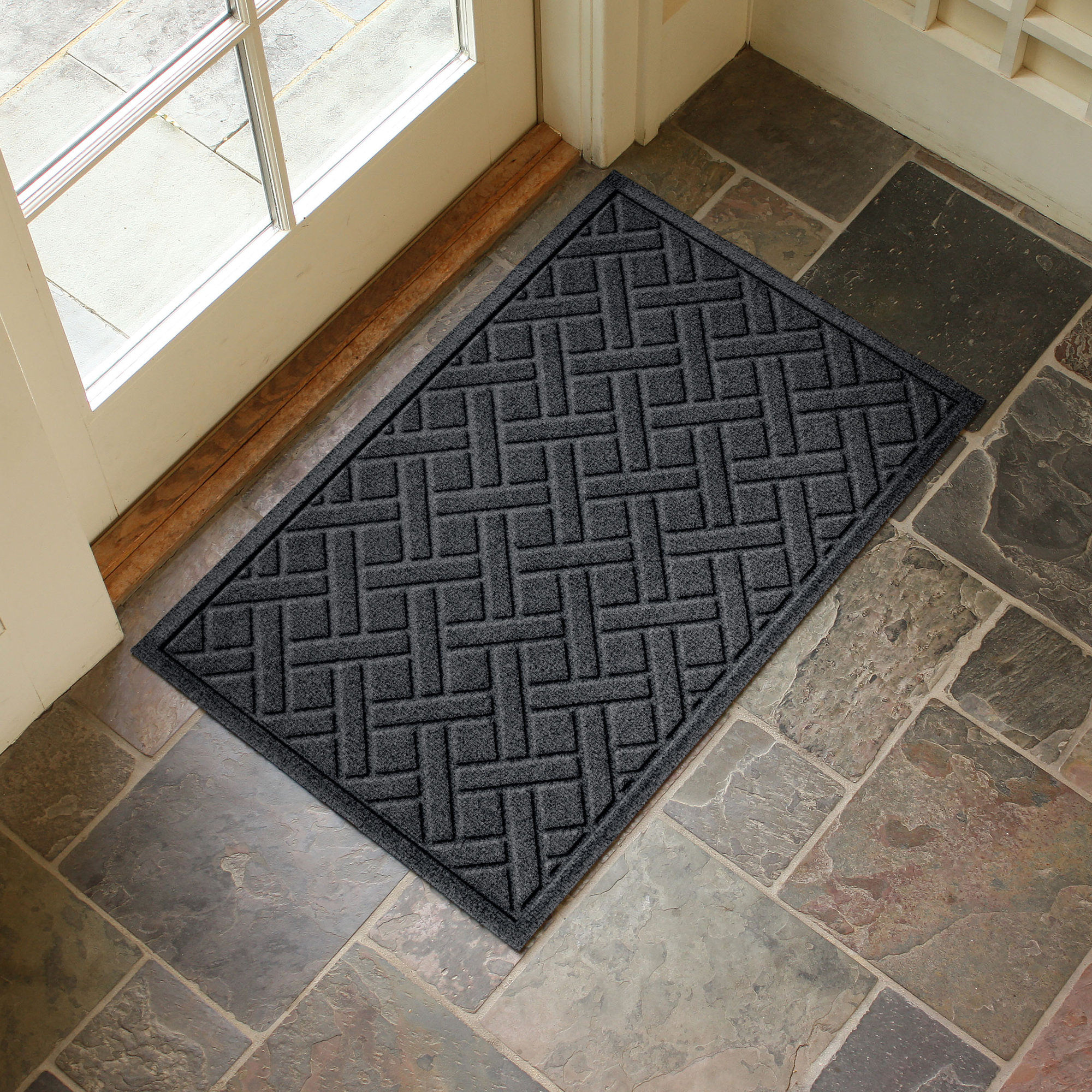 Waterhog Lattice Indoor Outdoor Door Mat, 0.375" H x 36" W x 24" D, Charcoal