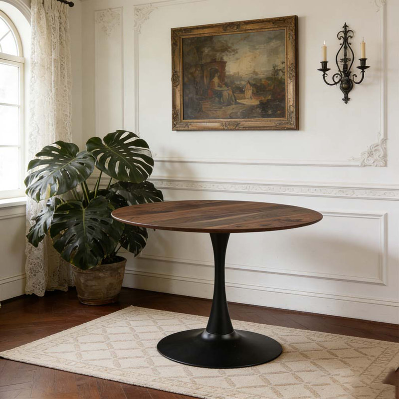 Table de salle à manger 42,1 ", H 28,74 po x L 42,12 po x l 42,12 po, Noyer / noir