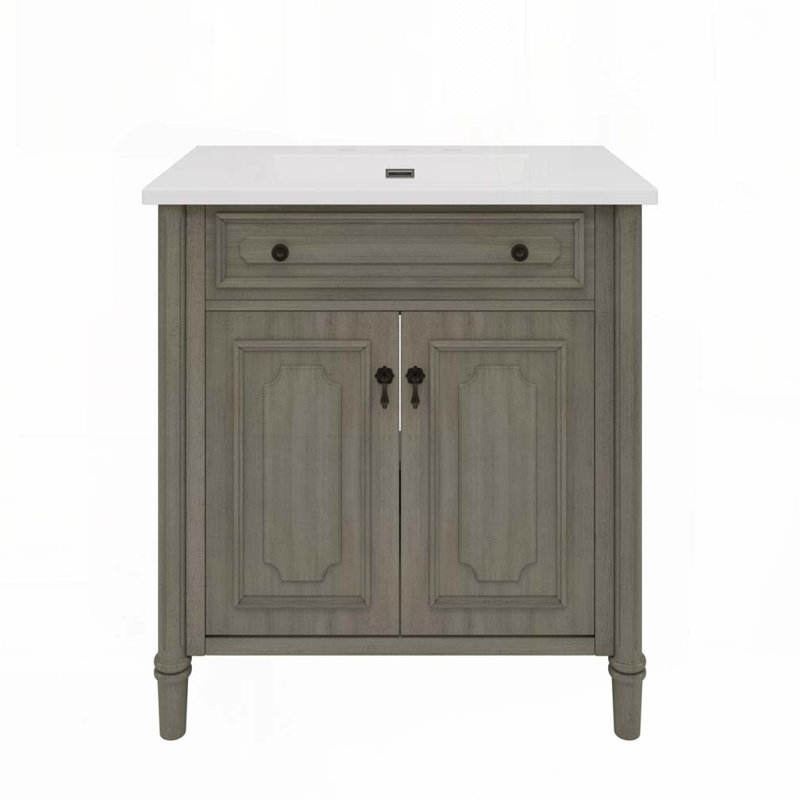 Meuble-lavabo de salle de bain avec lavabo, Gris
