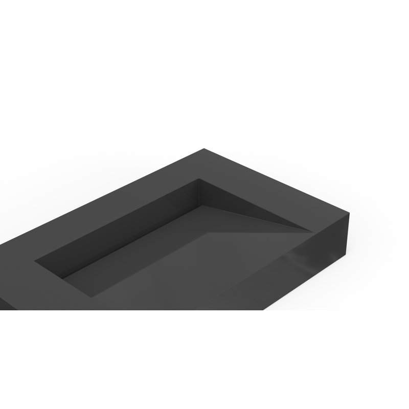 Badeloft 31.4" x 19.6" Stone Resin Wall Mounted Bathroom Sink WT-04-D-GBLK in Glossy Black