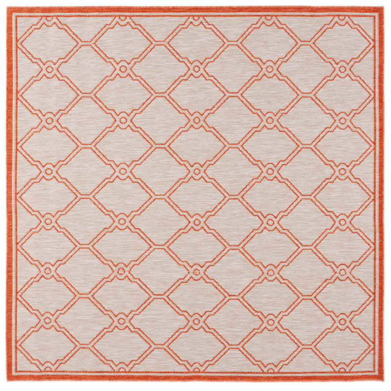 Tapis d'intérieur / extérieur à motif géométrique Oberbeck Performance, Carré 6 pi 7 po