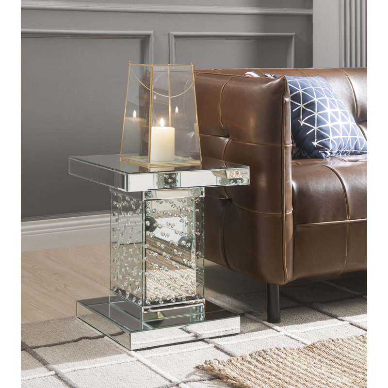 Vanness Mirrored Glass Top End Table