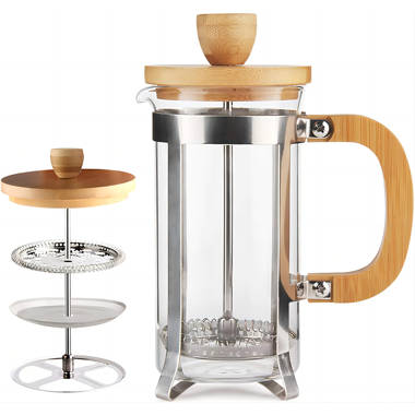 Mr. Coffee 30oz Glass and Stainless Steel French Coffee Press in Red 