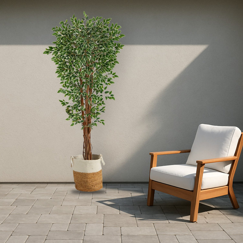 Variegated Ficus Artificial Tree in Jute Planter