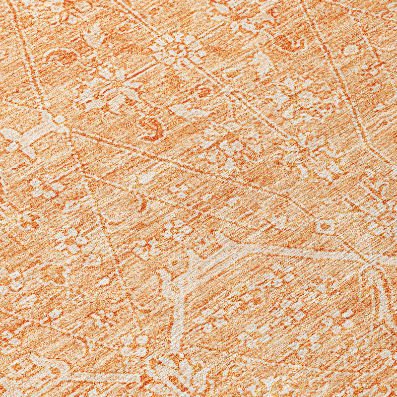 Salmon Synthetic 3' x 5' Rectangular Washable Rug