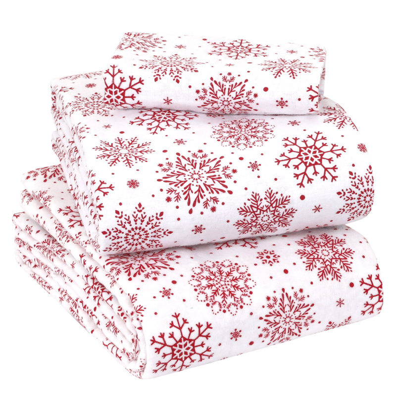 Gray Cotton Flannel King Sheet Set with Polar Bear Print