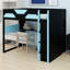 Lit mezzanine peu encombrant avec espace de travail intégré, tablettes d'organisation, charge USB et éclairage d'ambiance-719096104