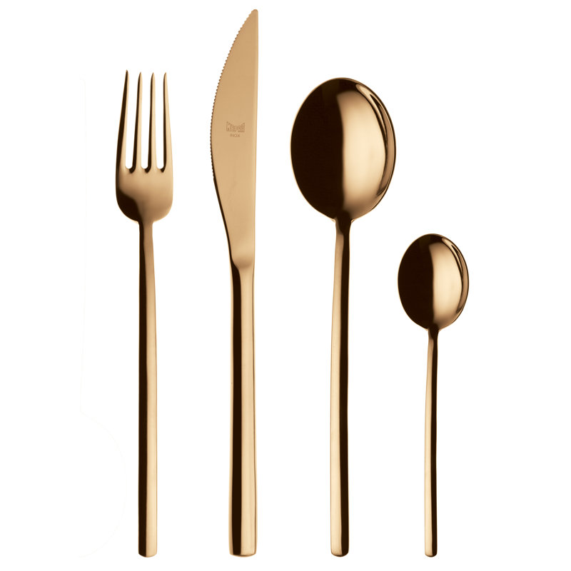 Due 20 - Piece Stainless Steel Flatware Set - Service for 4, Gold