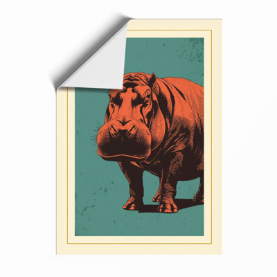 Hippopotamus Presence Rustic - Framed Print