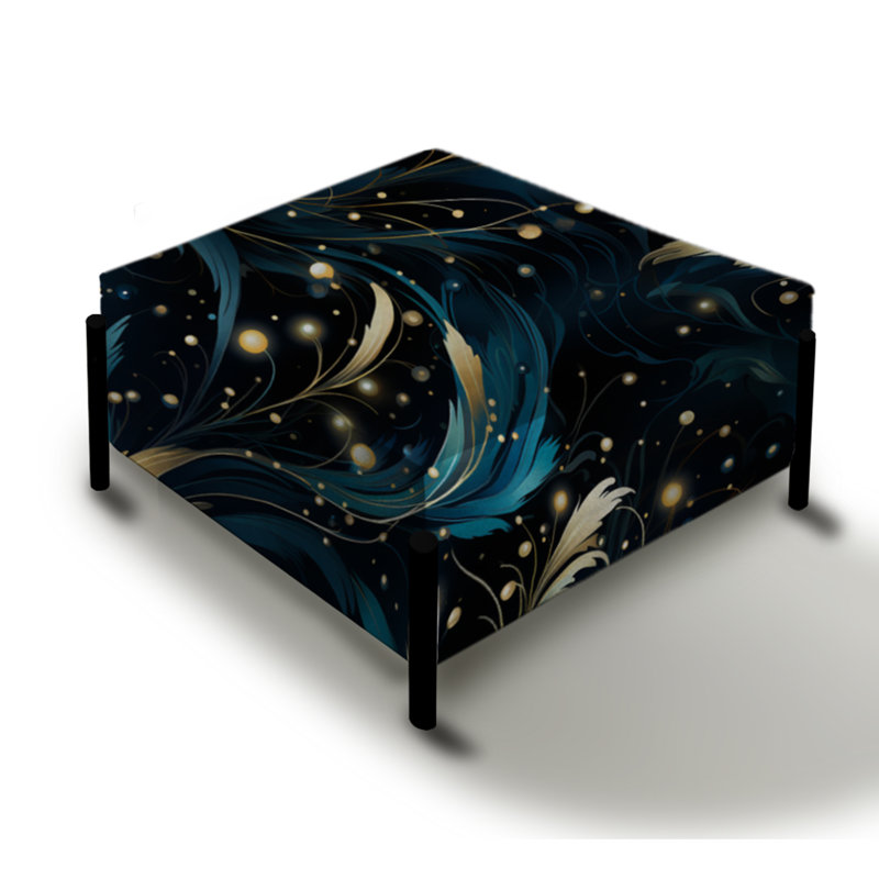 Cosmic Noir Moody Patterns - Abstract Large Square Ottoman