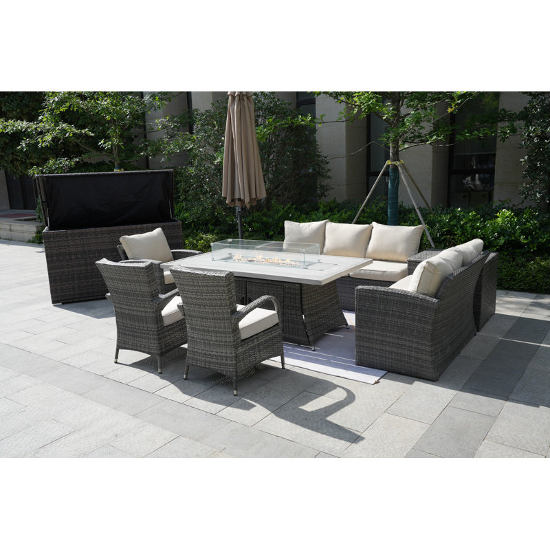 Alseepa 8 - Person Patio Conversation Set with Cushions