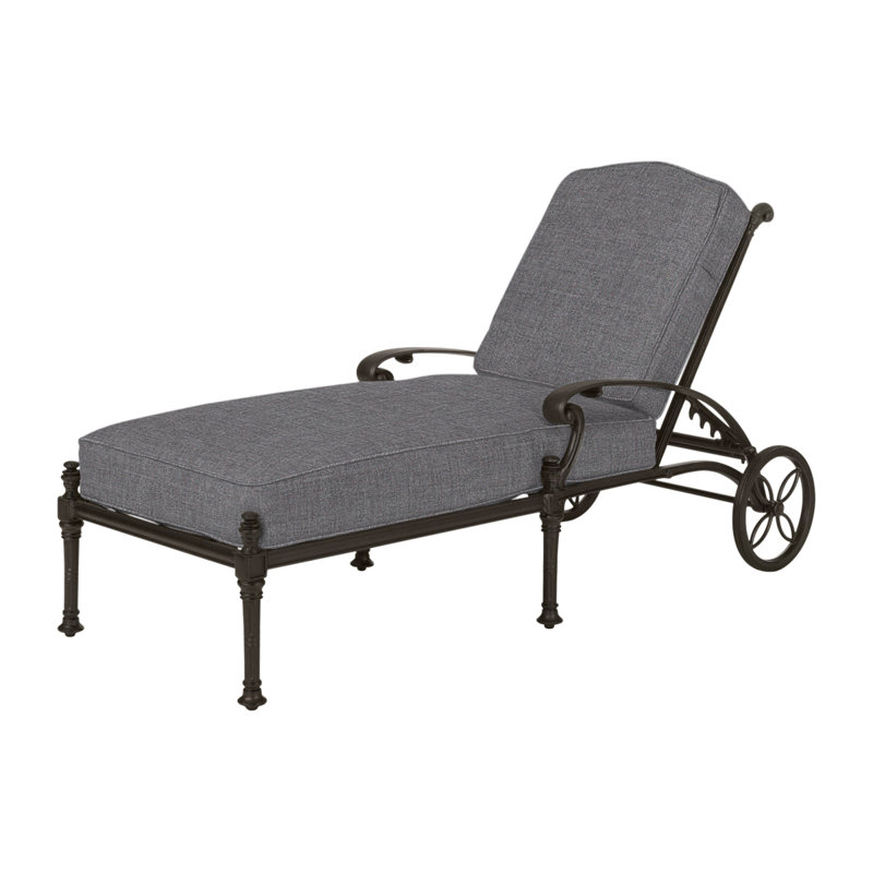 Florence Outdoor Chaise Lounge, Cast Slate Sunbrella® Plainweave, Desert Bronze
