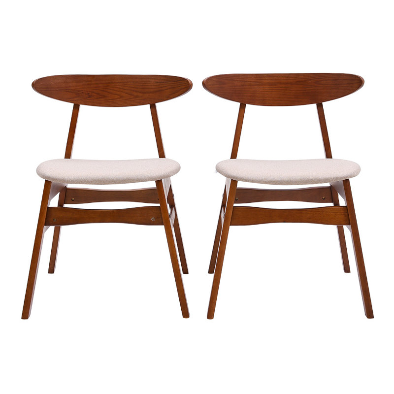 Ing Solid Wood Side Chair Indoor Upholstered Dining Chair, Beige