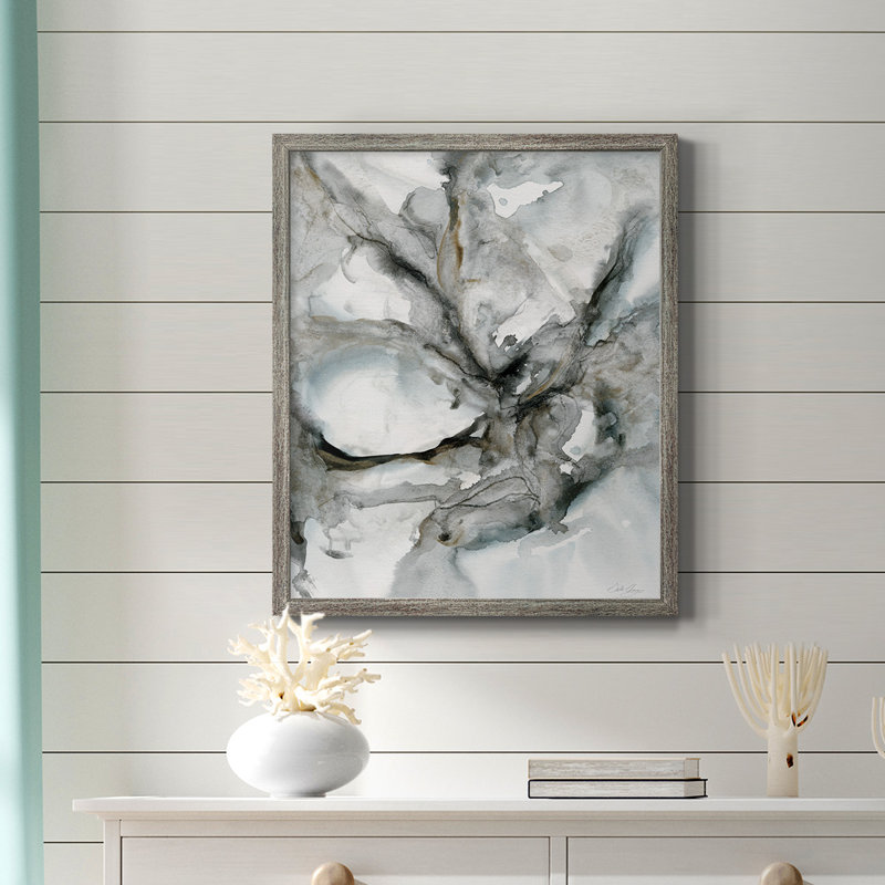 Marble Harmony, toile encadrée de qualité supérieure - prête à être accrochée, H 24 po x l 20 po, Argent patiné