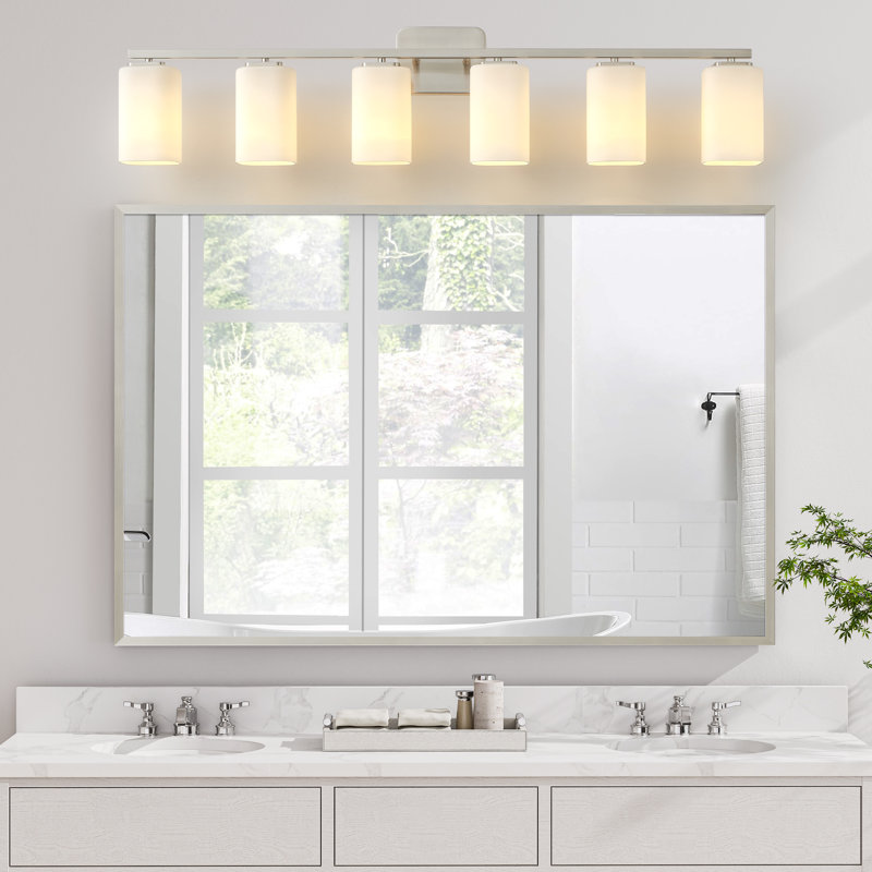 Éclairage pour meuble-lavabo à intensité variable Kagan, Blanc, Nickel brossé, 6