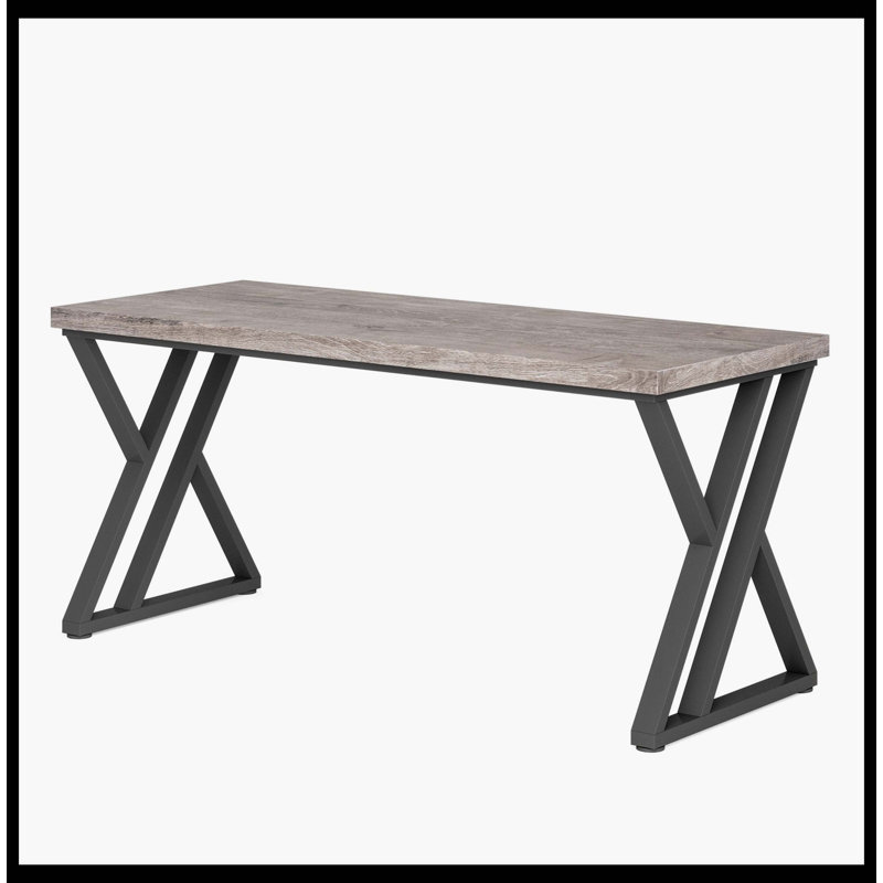 Bureau d'ordinateur robuste, bureau d'écriture simple 55 po, Gris