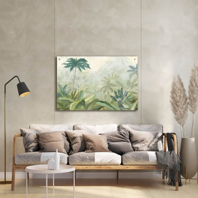 «Lush Tropics Blue» par Julia Purinton, art mural en verre acrylique