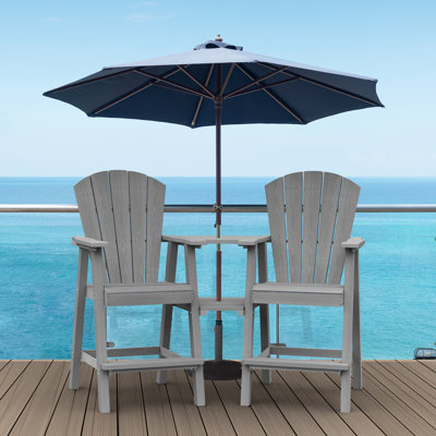 2-Piece Tall Adirondack Chairs Outdoor Adirondack Chair With Table by Rosecliff Heights