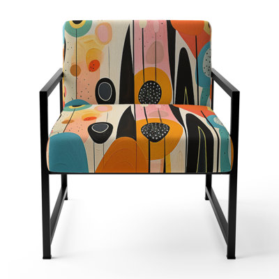 Pink Mid Century Playful Patterns II - Upholstered Abstract Accent Side Chair