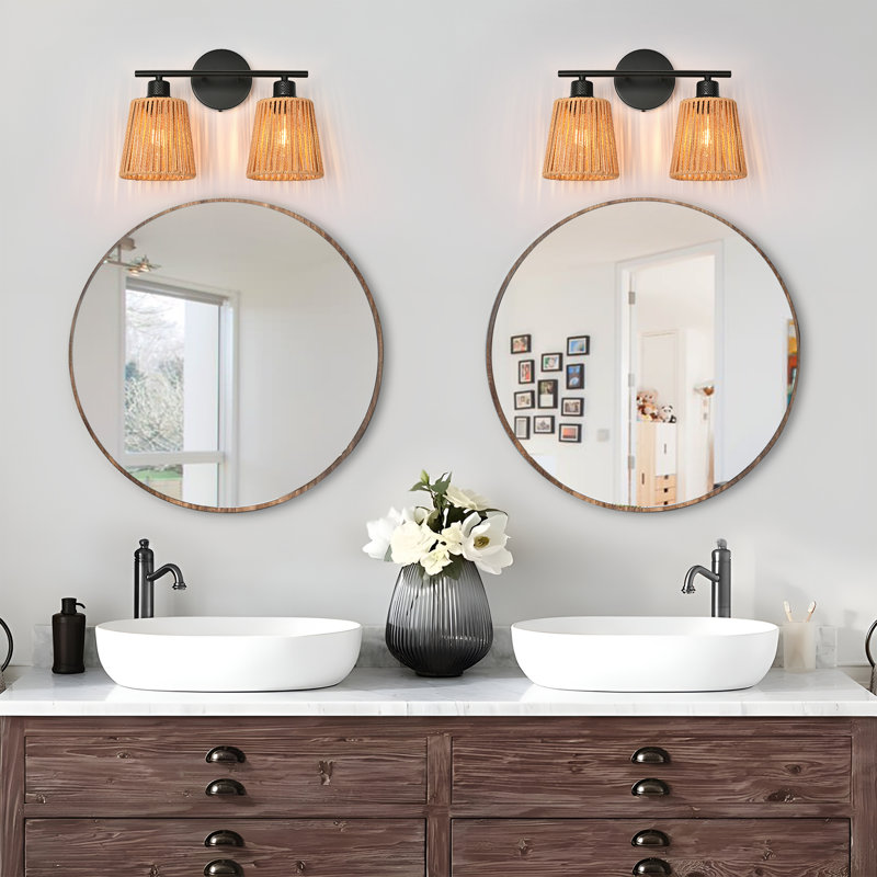 Camaya Dimmable Rattan Vanity Light, 2