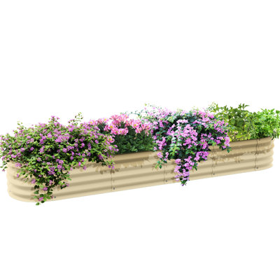 7.9' X 2' 1' Outdoor Galvanized Metal Garden Bed, Elevated Planter Box For Plants, Cream, Edging, Effective Drainage Feature - Bed With Edge, Flower & Herb Growth, Cream