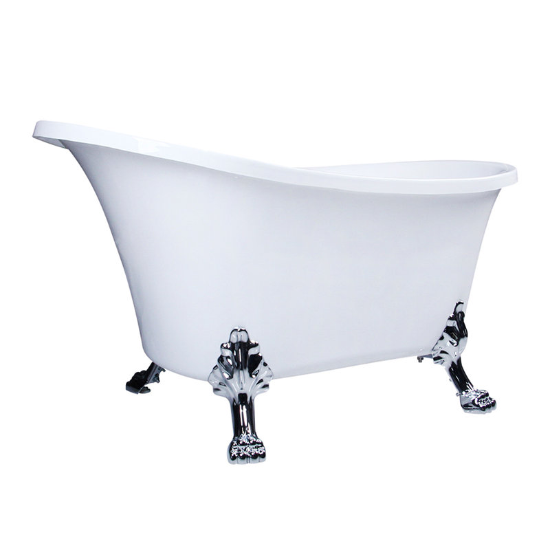 51'' x 28'' Freestanding Soaking Acrylic Bathtub, Polished Chrome