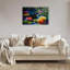 Chat noir nénuphar, art mural en bois à l'arrière, 24 L x 36 W
