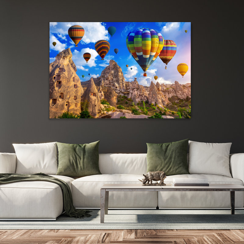 Cappadoce, montgolfière, impression sur acrylique, H 12 po x l 18 po x P 1 po, Cadre noir