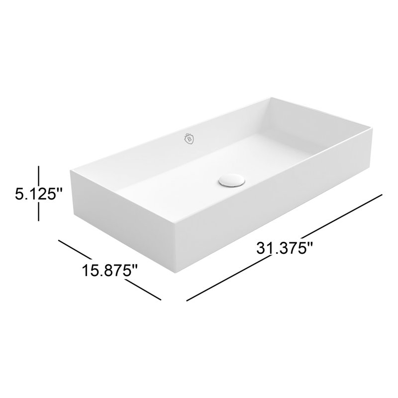 Grand lavabo vasque rectangulaire encastré 31 "Britannia