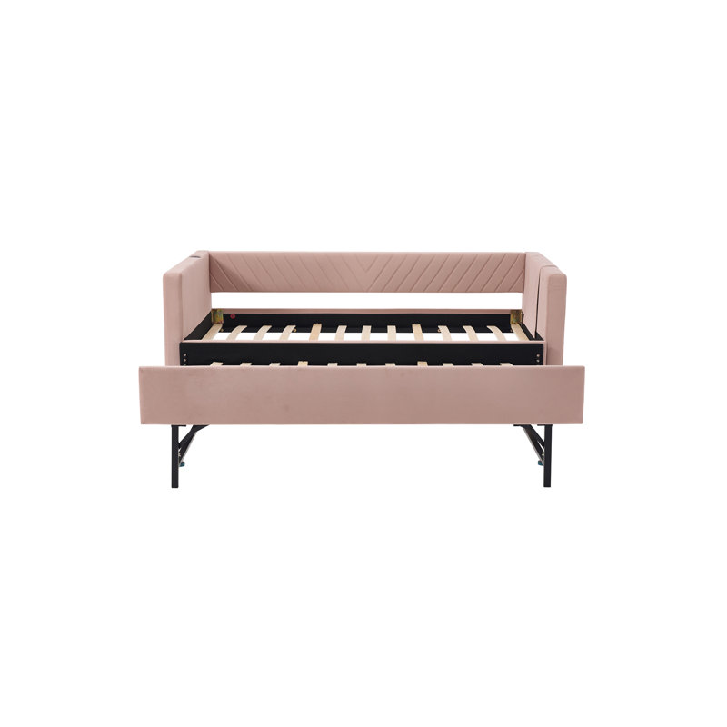 Lit de jour rembourré avec couchette, Pink