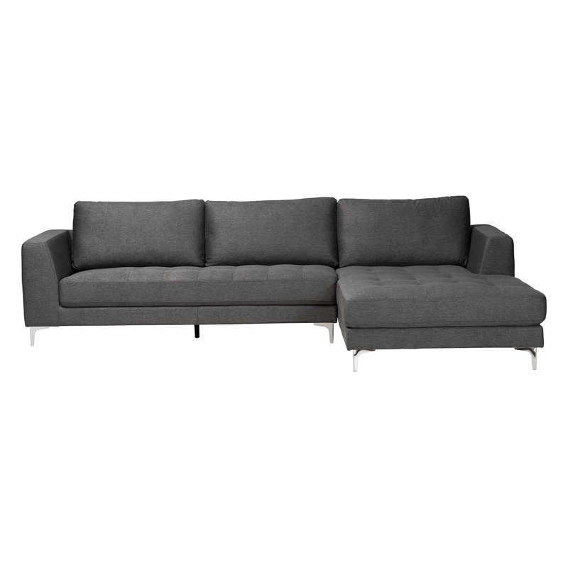 Upholstered L-Shaped Sectional Right Hand Facing, Gray